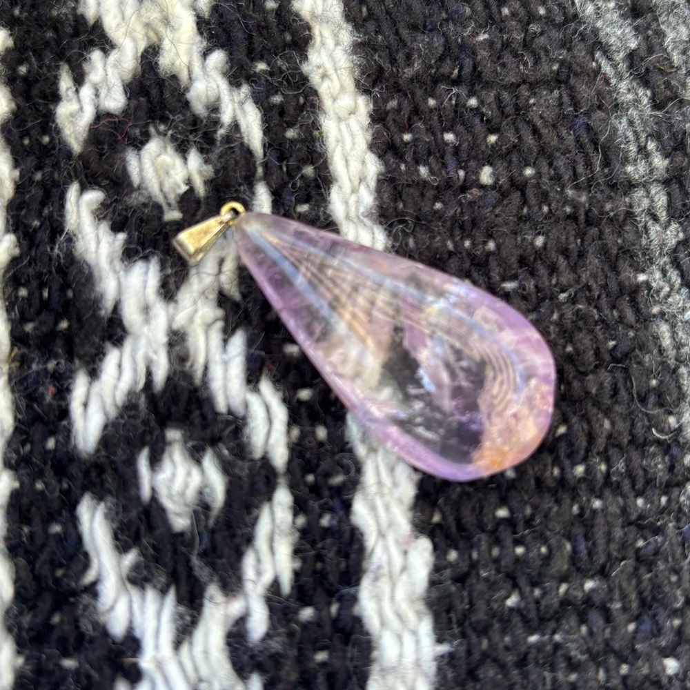 PURPLE AMETHYST TEAR DROP SHAPE NECKLACE PENDANT
